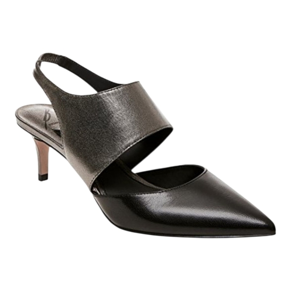 Brian Atwood Genie Metallic Leather Pumps Black Gray Size 8.5 - Picture 1 of 16